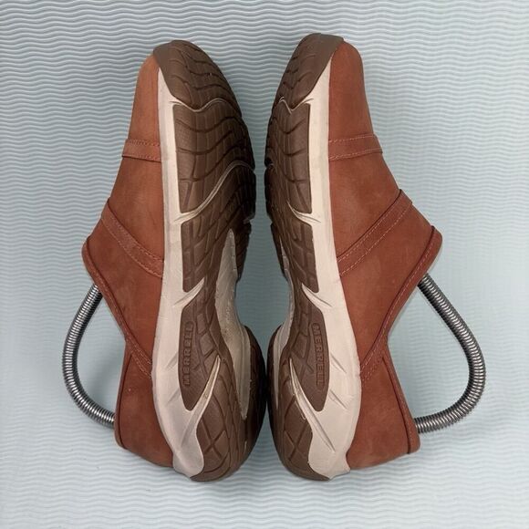 Merrell Shoes Encore Moc 4 Women Size 8 Rust Orange Leather Slip On Casual - Picture 6 of 9